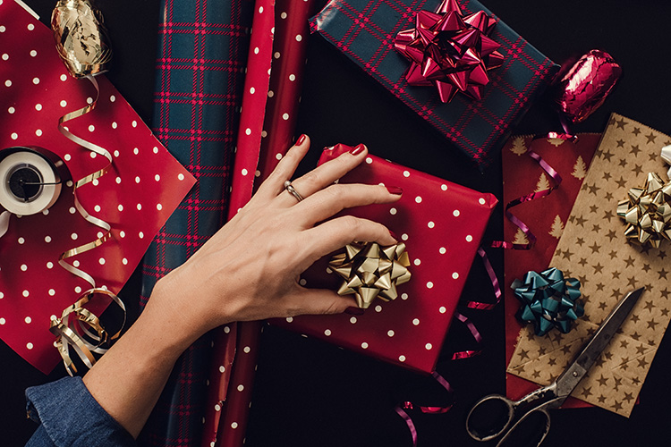 Someone is gift wrapping presents
